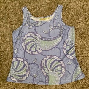 Tommy Bahama sleeveless top / shell light blue and mint green. Washable silk XS